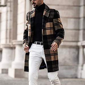 Abrigo vintage a cuadros de longitud media para hombre