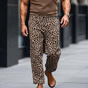 Pantalones casuales de mezcla de leopardo para hombre