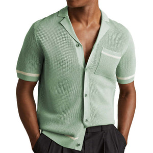 Camisa informal de punto de manga corta para hombre