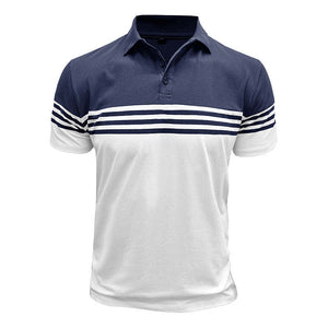 Camisa POLO informal de manga corta a rayas para hombre