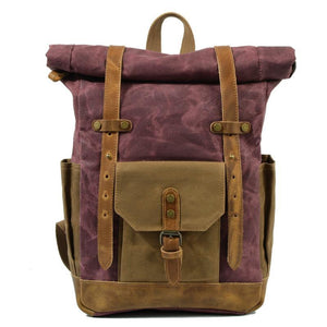Men's Vintage Contrast Waterproof Canvas Multi-Pocket Backpack