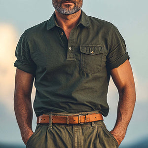 Herren-T-Shirt mit Polokragen und Sommer-Komfort im Used-Look