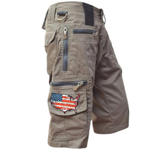 Shorts cargo rectos de algodón con bandera de EE. UU. para hombre