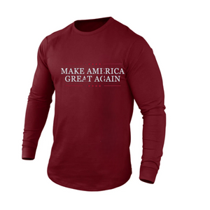 CAMISETA DE MANGA LARGA CON GRÁFICO RAGLÁN 100 % ALGODÓN "HAZ QUE AMÉRICA VUELVA A SER GRANDE"