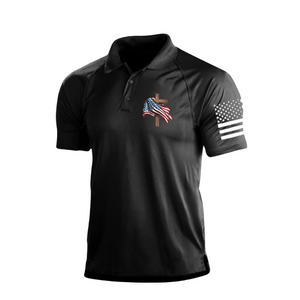 POLO RAGLÁN CON ESTILO Y GRÁFICO DE LA BANDERA DE EE. UU.