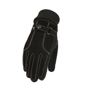 Guantes de piel de cerdo gruesos y cálidos para pantalla táctil de terciopelo y algodón para hombre, otoño e invierno