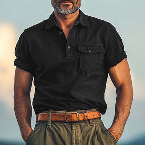 Herren-T-Shirt mit Polokragen und Sommer-Komfort im Used-Look