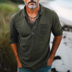 Camiseta vaquera desgastada con cuello polo para hombre