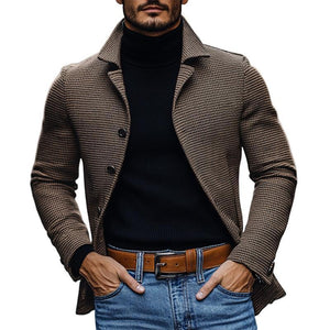 Men's Vintage Houndstooth Notch Lapel Single Breasted Slim Fit Blazer