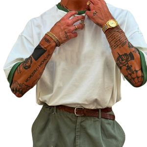 Camiseta de manga corta de algodón en contraste para hombre