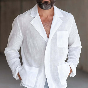 Blazer holgado y fino de algodón y lino para hombre