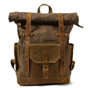 Men's Vintage Contrast Waterproof Canvas Multi-Pocket Backpack