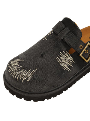 Birkenstocks vintage de mezclilla bordada