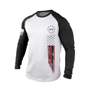 CAMISETA DE MANGA LARGA RAGLÁN CON GRÁFICO DE LA BANDERA DE EE. UU. 1776