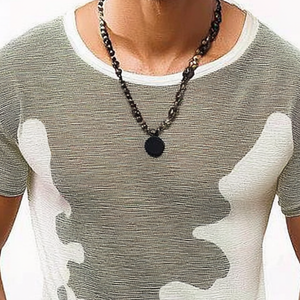 Camiseta informal de punto de manga corta con cuello redondo y contraste de colores para hombre