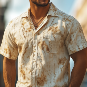 Camisa de manga corta ajustada estilo retro occidental americano para hombre