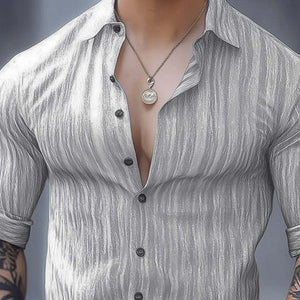 Camisa básica informal cómoda de manga larga para hombre