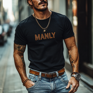 Camiseta informal de algodón con bordado de letras para hombre, cuello redondo, manga corta y ajustada
