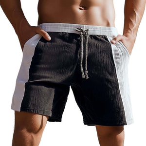 Pantalones cortos texturizados con cordones en blanco y negro para hombre