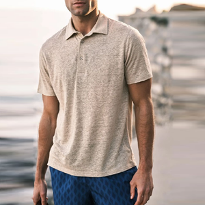 Polo informal de algodón con solapa y manga corta para hombre