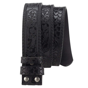 Men's Split Leather Vintage Embossed Smooth Buckle Belt
