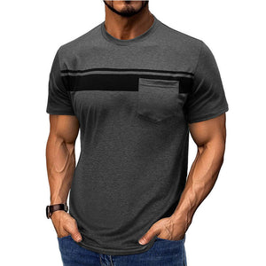 Camiseta informal de manga corta con cuello redondo y estampado para hombre