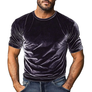Men's Vintage Velvet Round Neck Short Sleeve T-Shirt