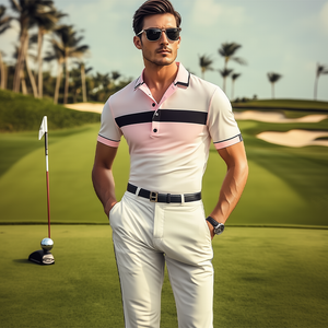 Polo de golf clásico informal de manga corta con estampado degradado en contraste para hombre