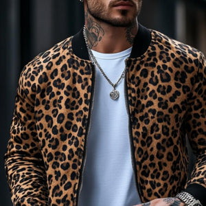 Chaqueta bomber con estampado de leopardo para hombre de Basics