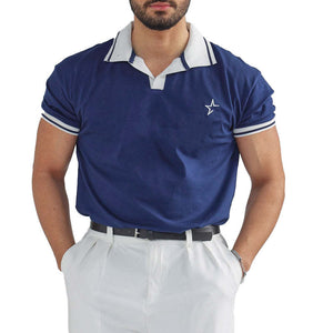 Men's Contrast Color Sports Short Sleeve POLO Shirt