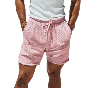 Men's Classic Casual Elastic Waist Waffle Beach Shorts