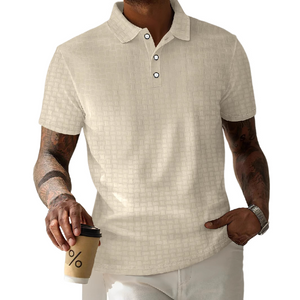 Polo de manga corta con rayas texturizadas para hombre