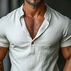 Camiseta de algodón con cuello redondo y manga corta para hombre