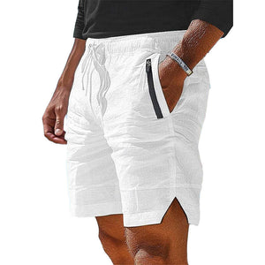 Men's Vacation Cotton And Linen Solid Color Beach Shorts