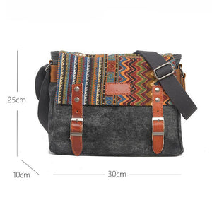 Men's Retro Ethnic Pattern Canvas Shoulder Bag