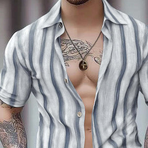 Men's Summer Comfort Striped Casual Short Sleeve Shirt