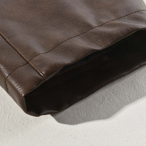 Chaqueta de cuero vintage con cremallera para hombre