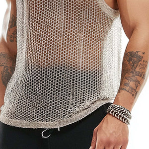 Camiseta sin mangas de cuello redondo de malla transpirable para hombre