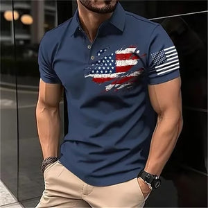 Lässiges Poloshirt mit USA-Flagge