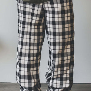 Men's Check Print Linen Casual Trousers