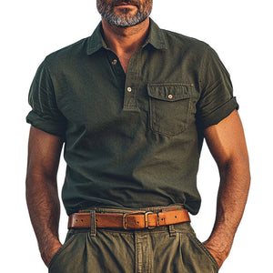 Herren-T-Shirt mit Polokragen und Sommer-Komfort im Used-Look