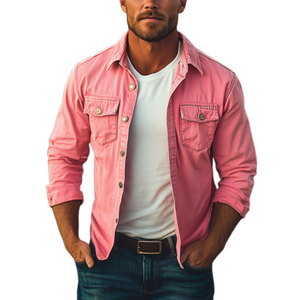 Men's Classic Fashionable Casual Workwear Washed Long-sleeved Shirt