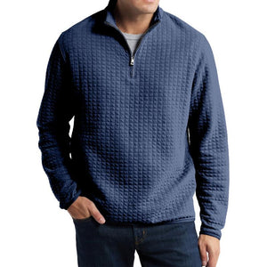 Sudadera informal holgada de jacquard a cuadros de color liso para hombre