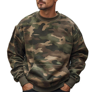 Sudadera de cuello redondo con estampado de camuflaje para hombre