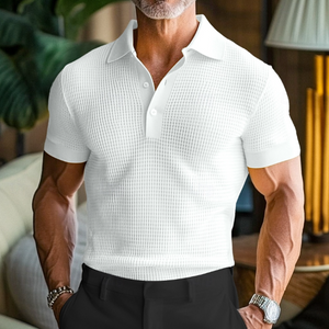 Polo de golf clásico de primavera para hombre, con estampado de gofres y colores brillantes