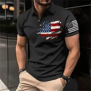 Lässiges Poloshirt mit USA-Flagge