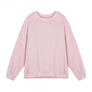 Camiseta de manga larga con cuello redondo y textura de color liso para hombre