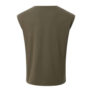 Camiseta sin mangas holgada informal de algodón con cuello en V y drapeado para hombre