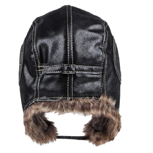 Gorro clásico retro de invierno con orejeras de piel sintética para hombre
