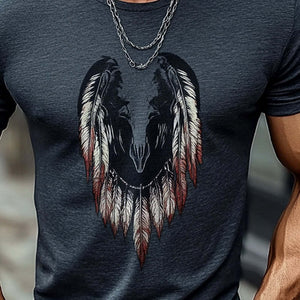 Camiseta informal de manga corta con cuello redondo y estampado para hombre
